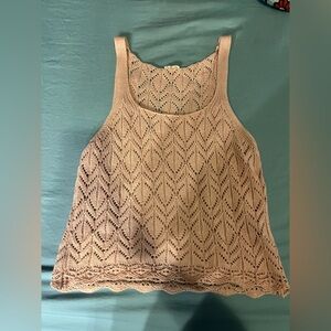 Garage Pink Crochet Knit Top